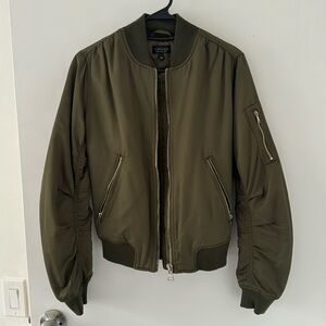 Topshop Army Green Bomber Jacket Women Size 4